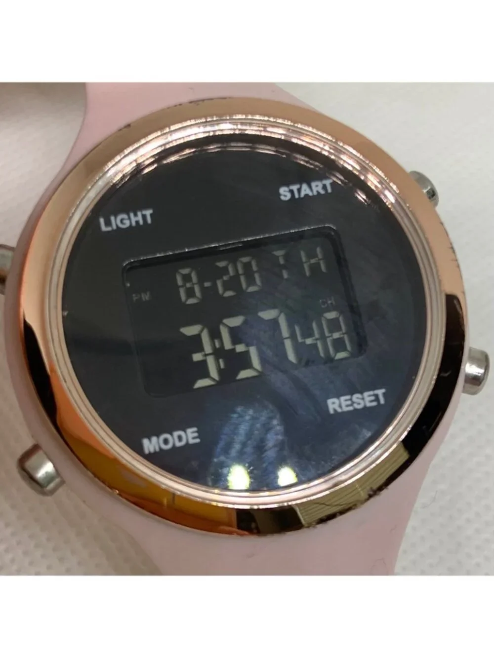 Digital quartz women’s watch pink rose gold tone 37mm  silicone band running